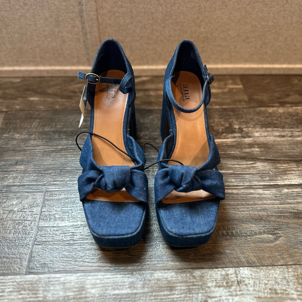 Prive Blue Denim Heels with Bow